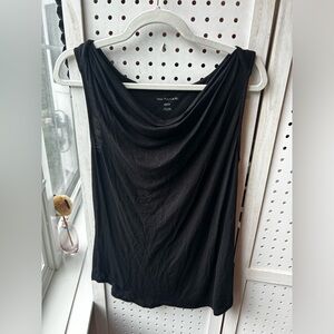 tee TAHARI Draped Neck Sleeveless Black Top – XS